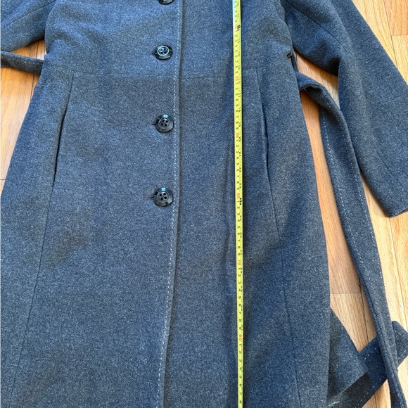 Merona Charcoal Belted wool blend Coat - Picture 8 of 8